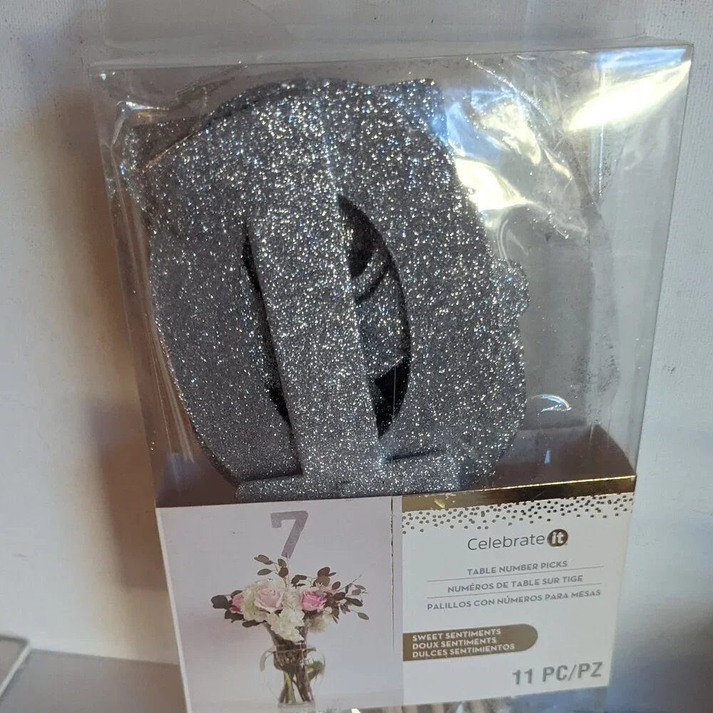 NWT Celebrate It Silver Table Number Picks Summer Wedding Reception Formal Party
